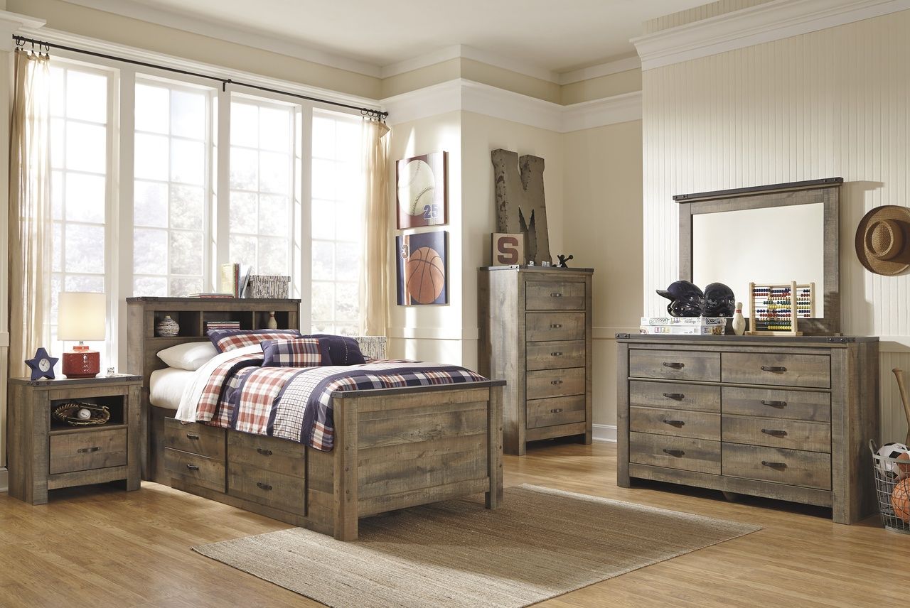 Trinell Brown Twin Bookcase Storage Bed B446B17