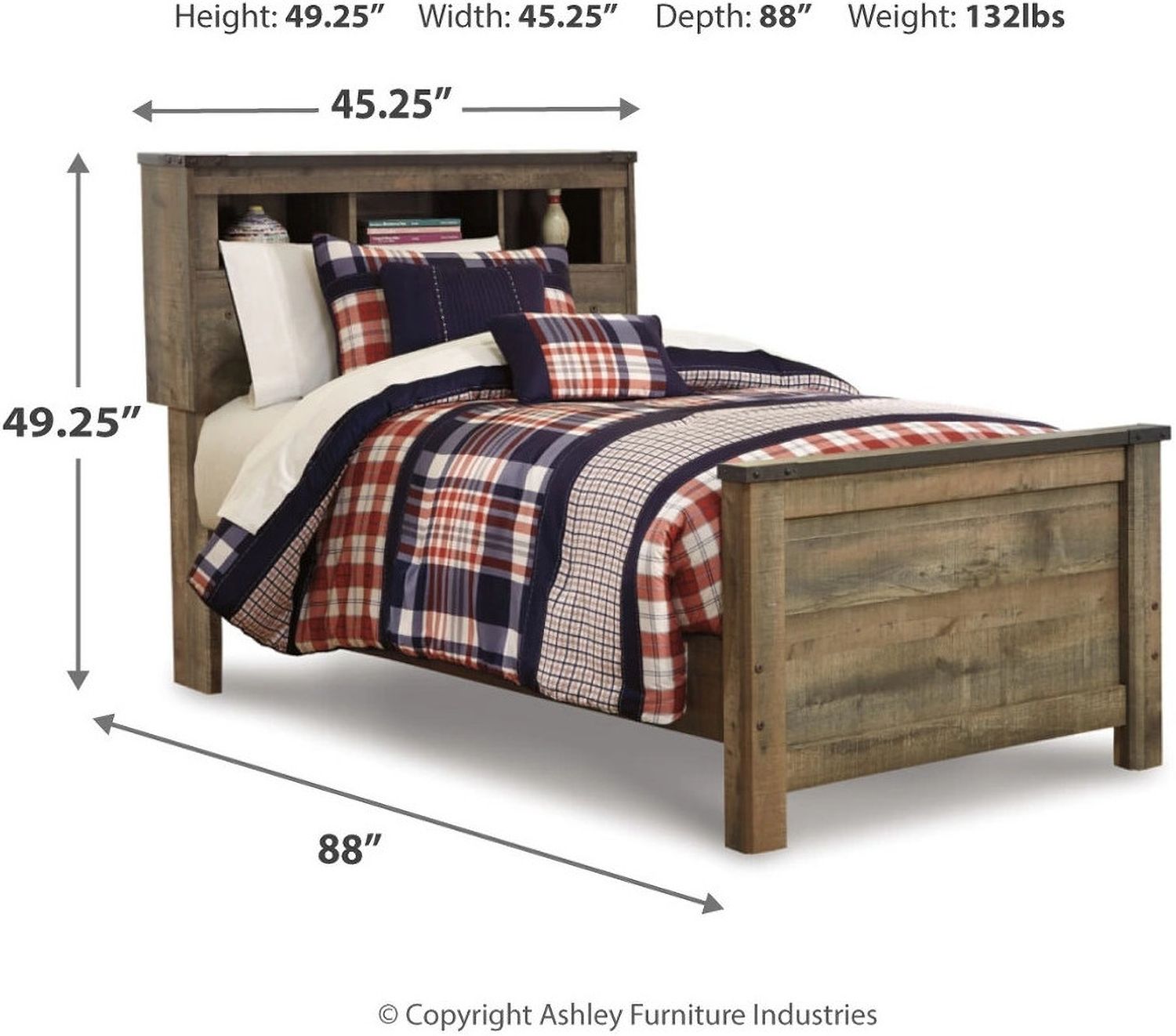 Trinell Brown Twin Bookcase Bed B446B21