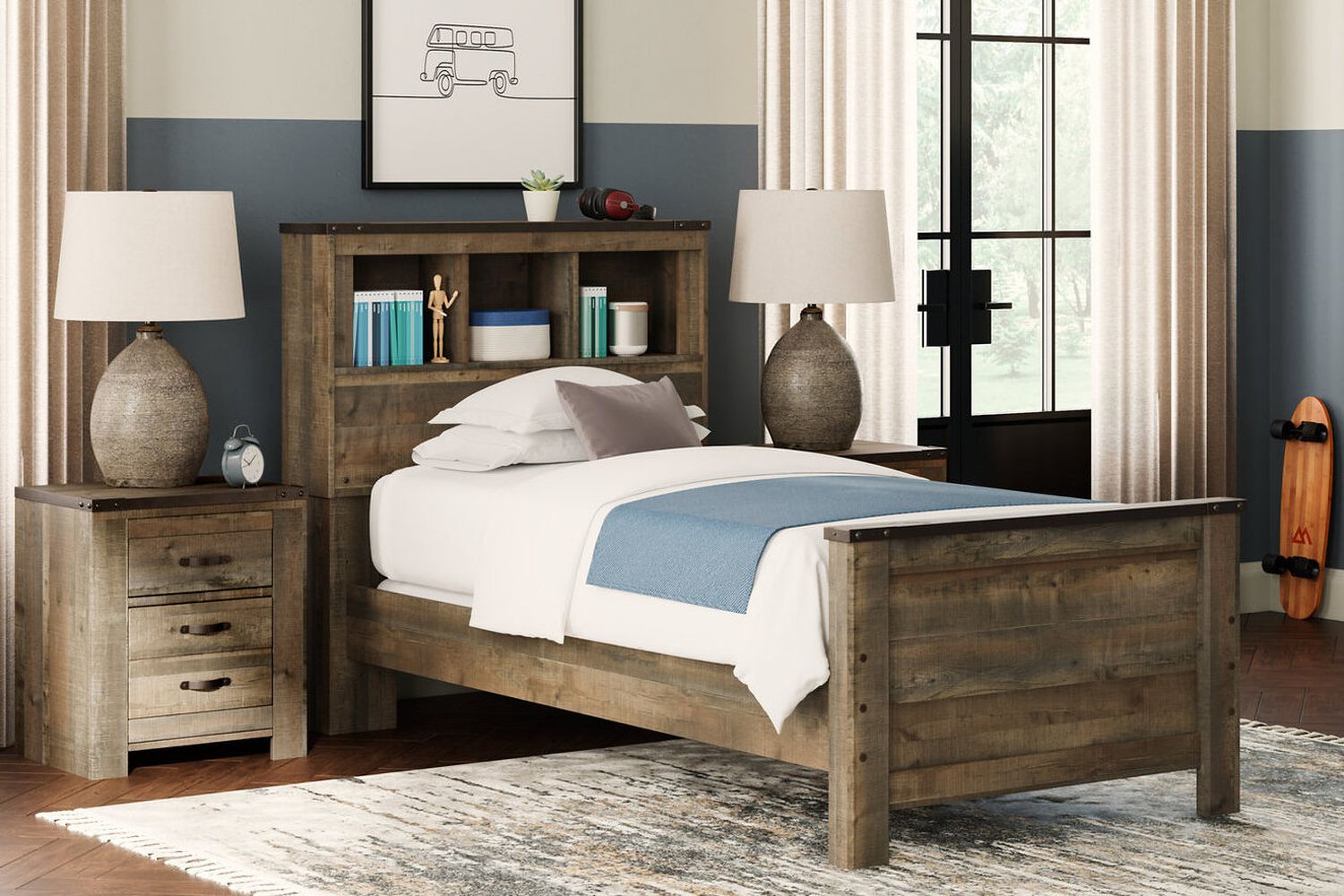 Trinell Brown Twin Bookcase Bed B446B21