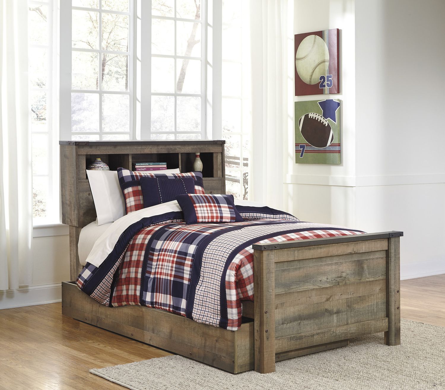 Trinell Brown Twin Storage Bookcase Bed B446B22