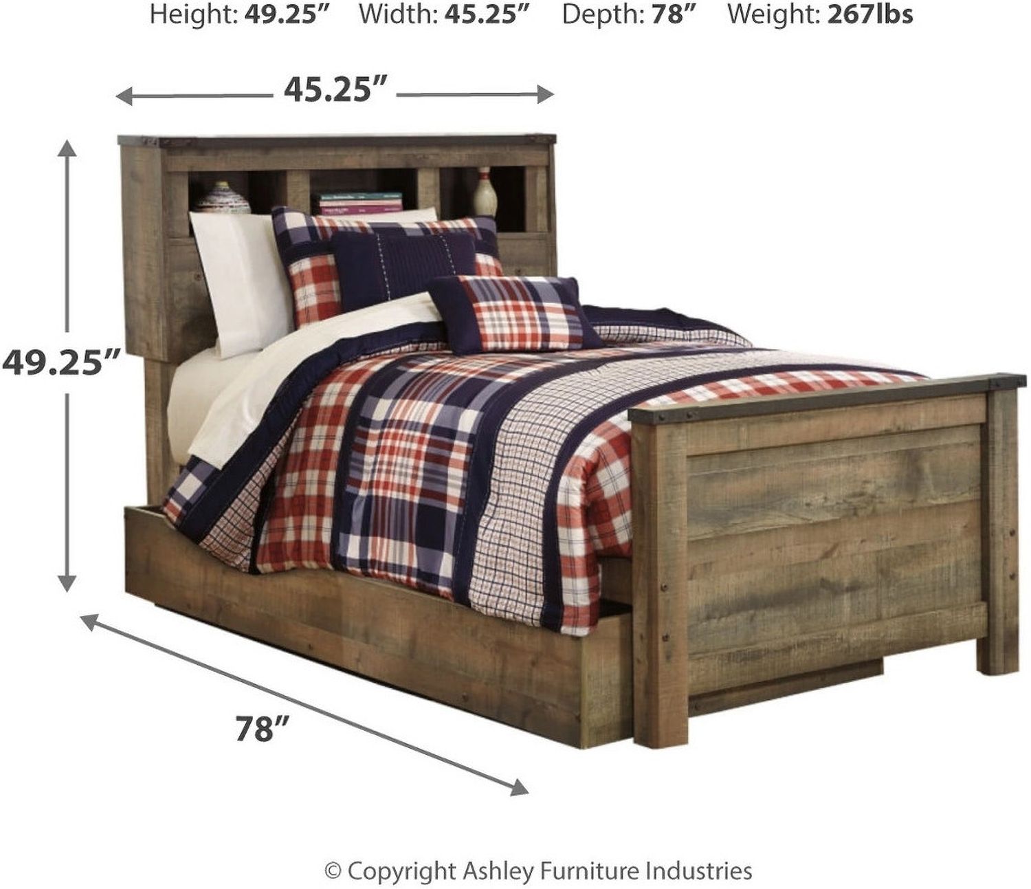 Trinell Brown Twin Storage Bookcase Bed B446B22