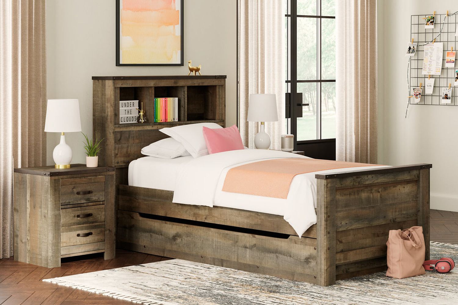 Trinell Brown Twin Storage Bookcase Bed B446B22