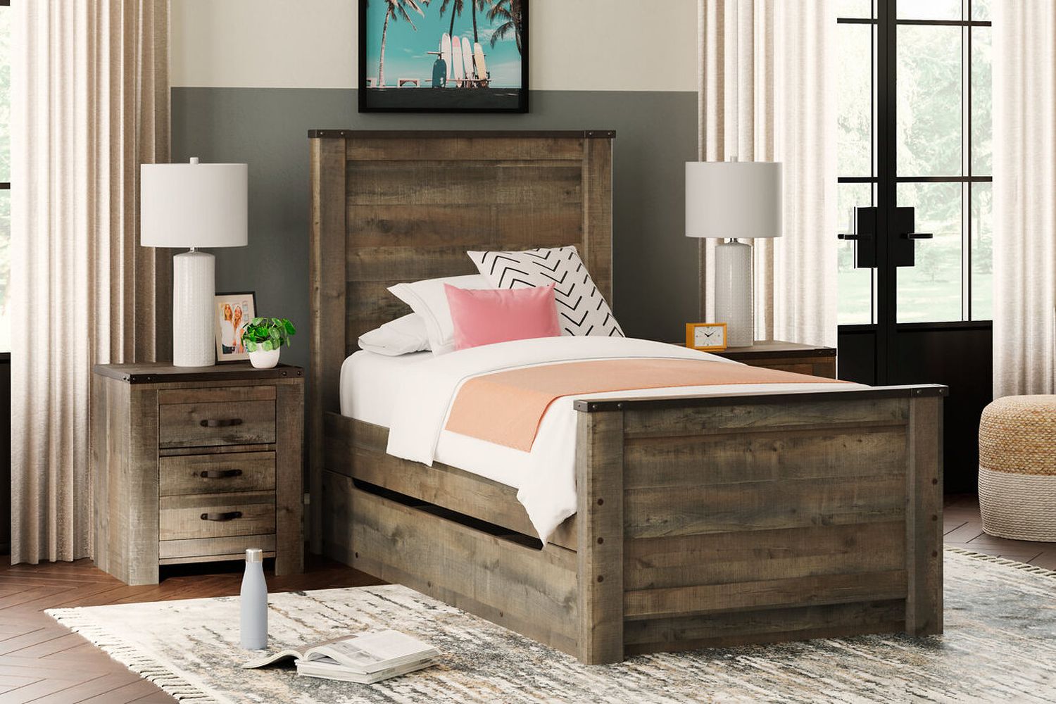 Trinell Brown Twin Storage Panel Bed B446B8