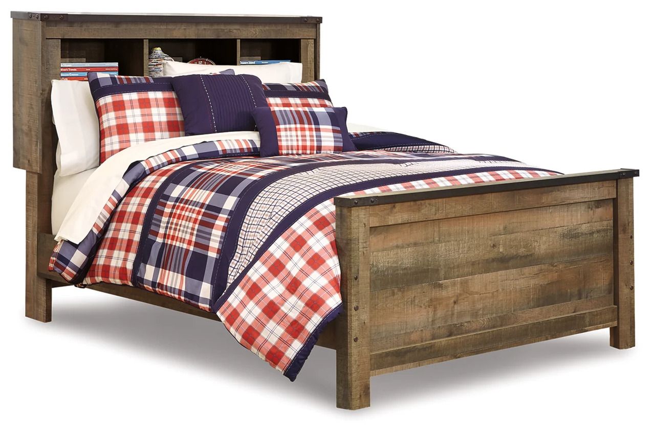 Trinell Full Bookcase Panel Bed In Brown B446B87