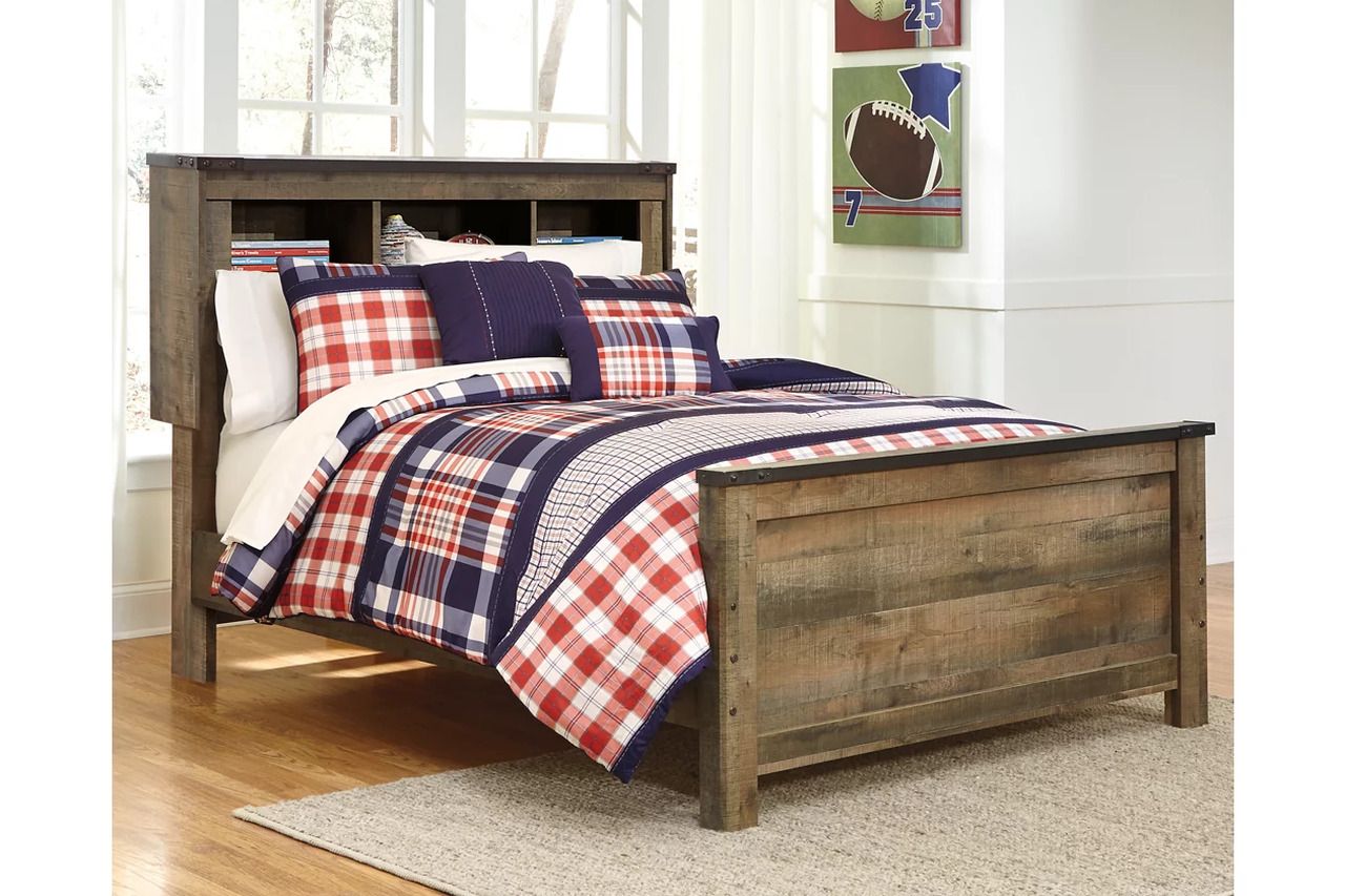 Trinell Full Bookcase Panel Bed In Brown B446B87