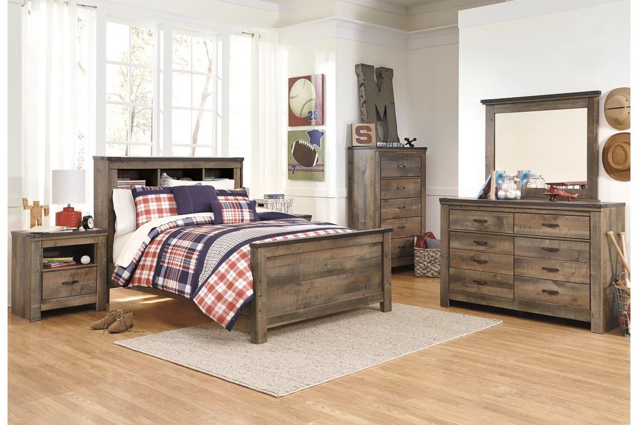 Trinell Full Bookcase Panel Bed In Brown B446B87