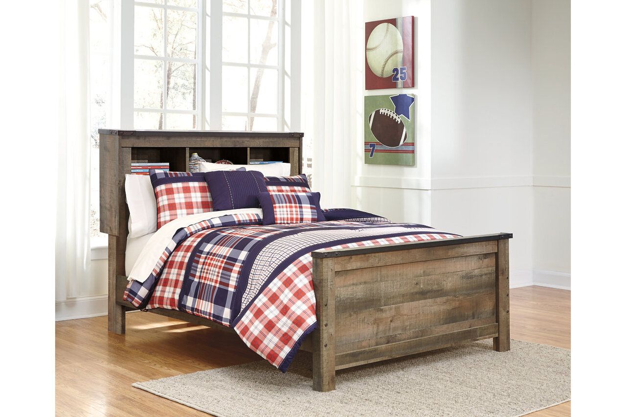 Trinell Full Bookcase Panel Bed In Brown B446B87