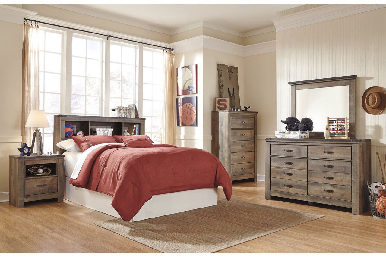 Trinell Full Bookcase Panel Bed In Brown B446B87