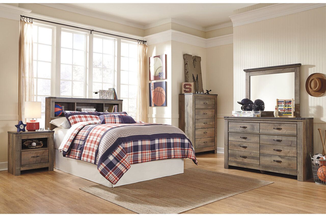 Trinell Full Bookcase Panel Bed In Brown B446B87