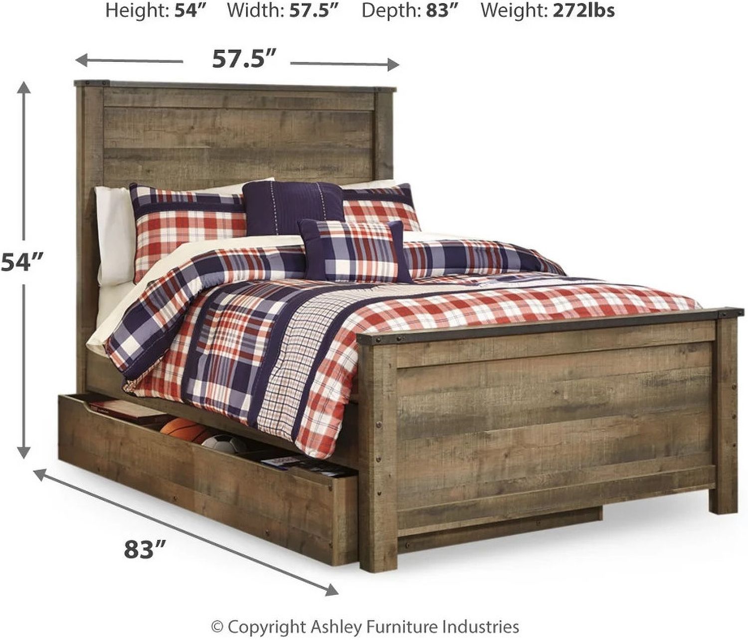 Trinell Brown Full Panel Bed with Underbed Storage B446B9