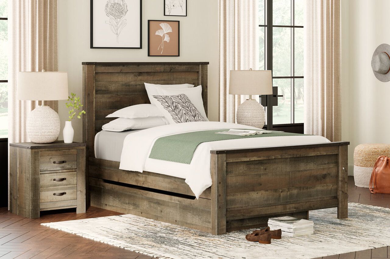 Trinell Brown Full Panel Bed with Underbed Storage B446B9