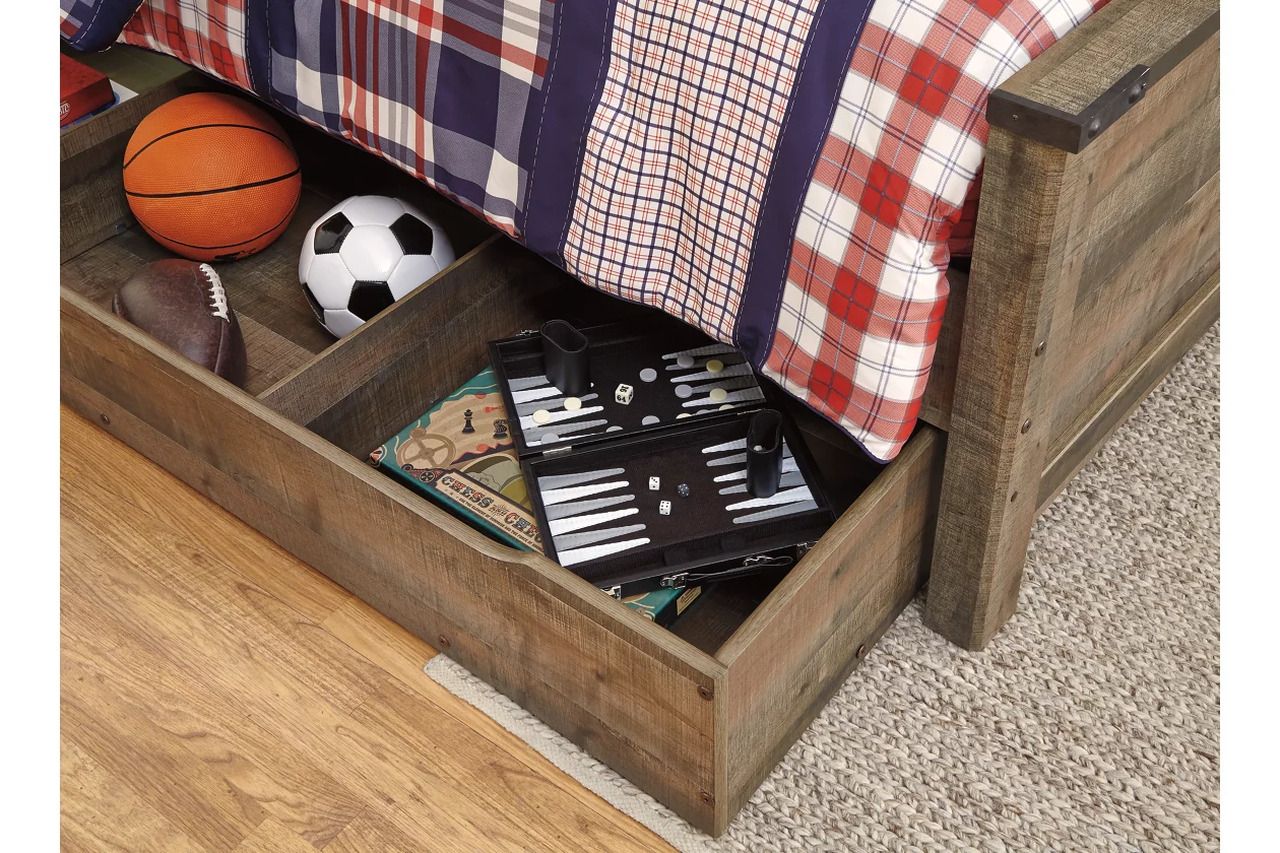 Trinell Full Bookcase Bed with Storage In Brown B446B91