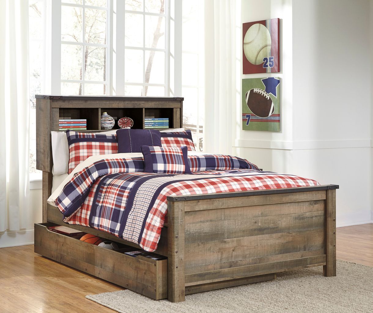 Trinell Full Bookcase Bed with Storage In Brown B446B91