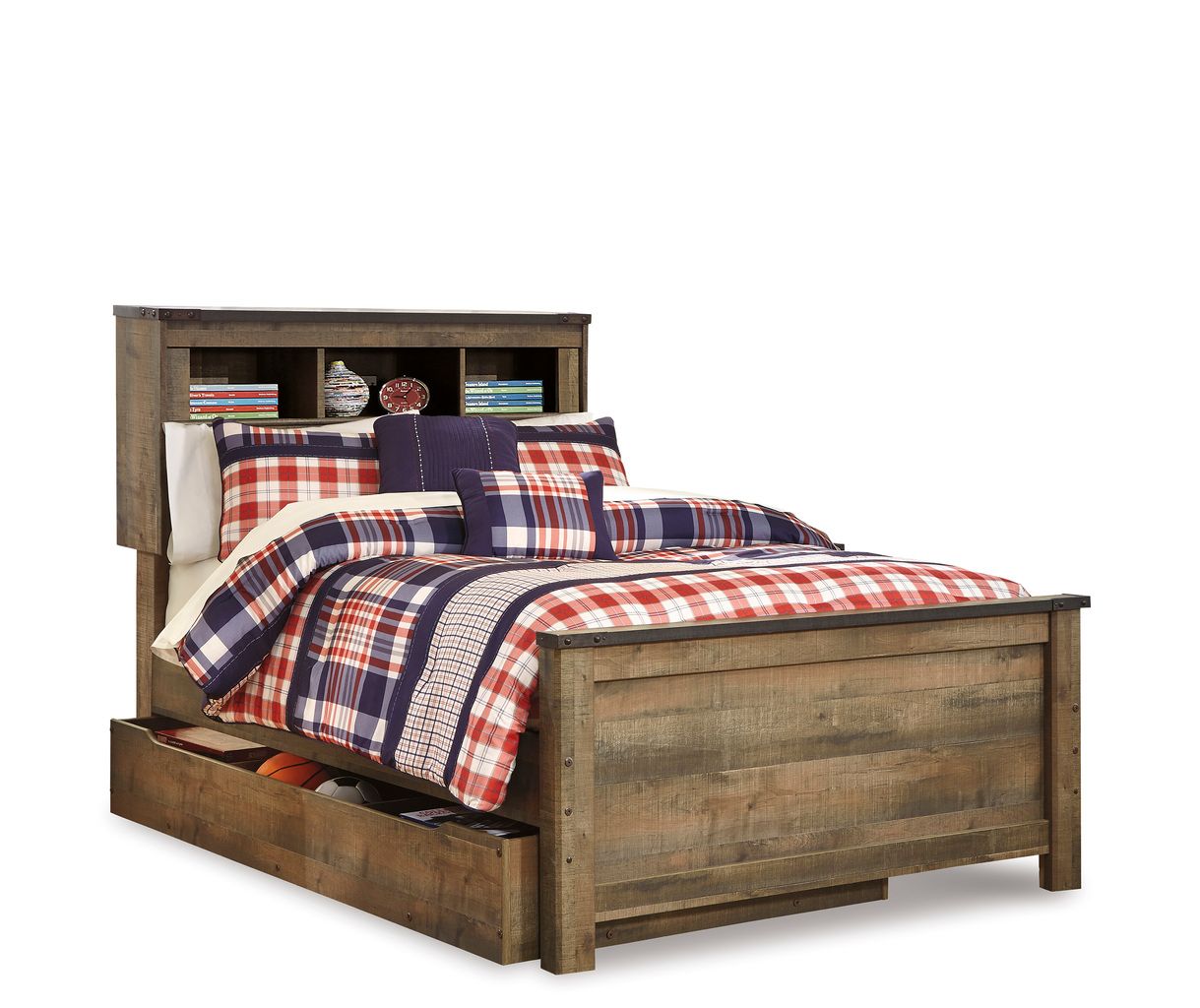 Trinell Full Bookcase Bed with Storage In Brown B446B91