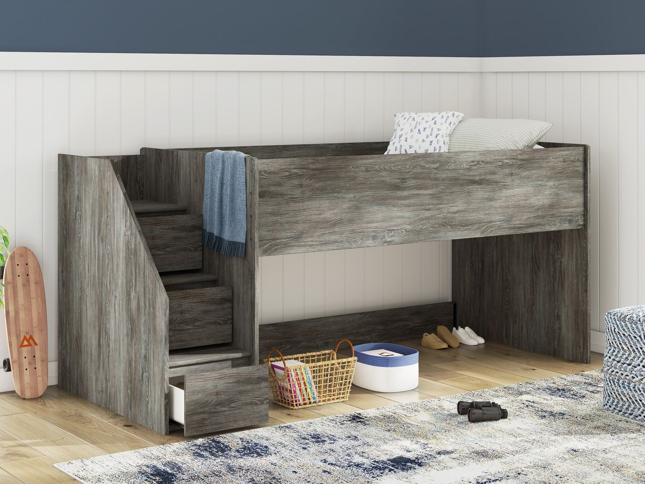 Frandern Twin Loft Bed In Gray B4480B12