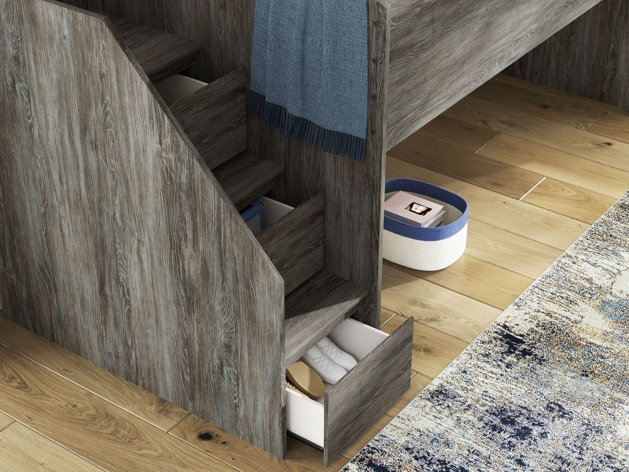 Frandern Twin Loft Bed In Gray B4480B12