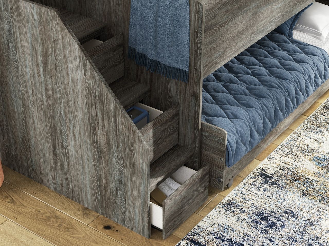 Frandern Twin over Twin Loft Bed In Gray B4480B13