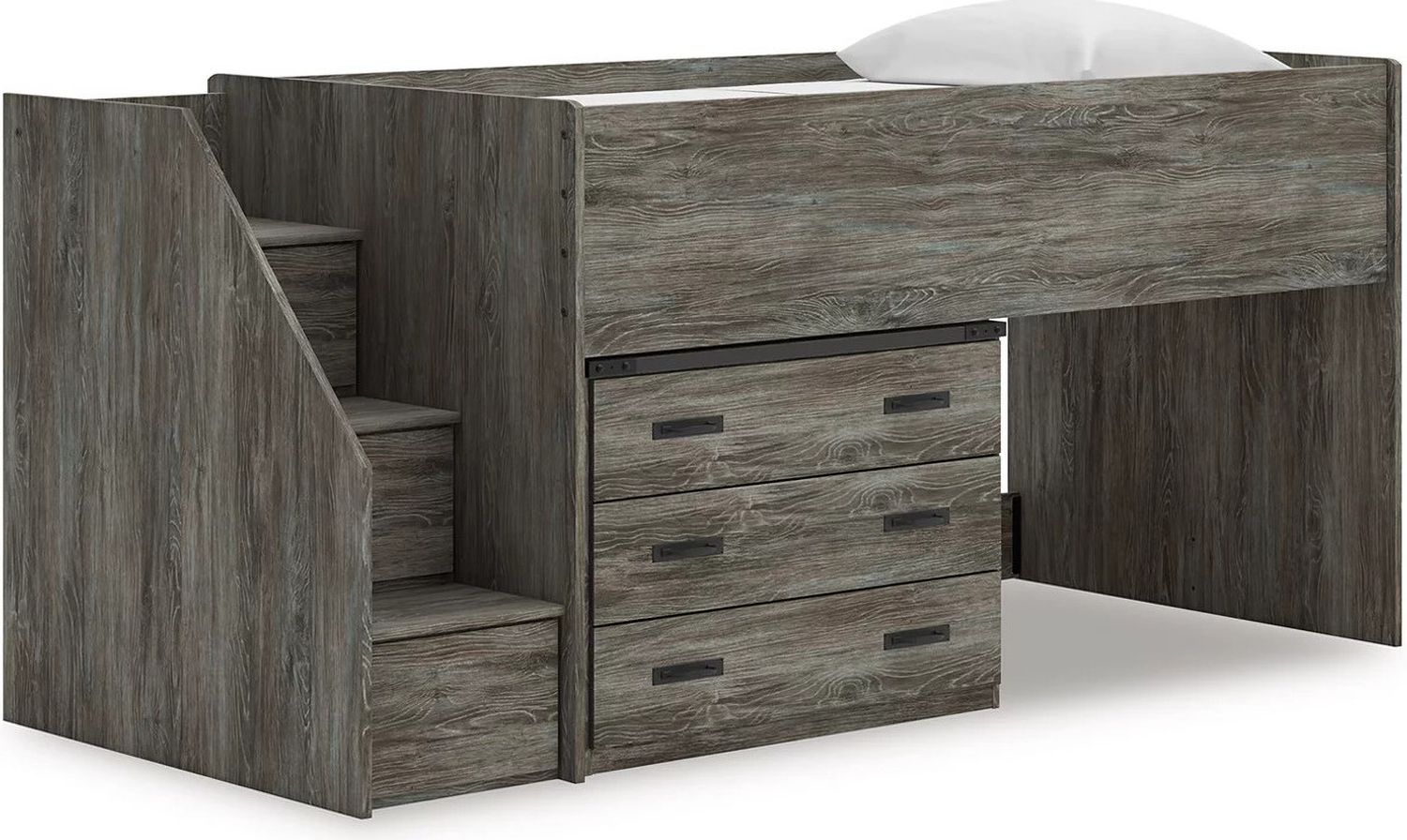 Frandern Twin Loft Bed with Drawer Storage In Gray B4480B15