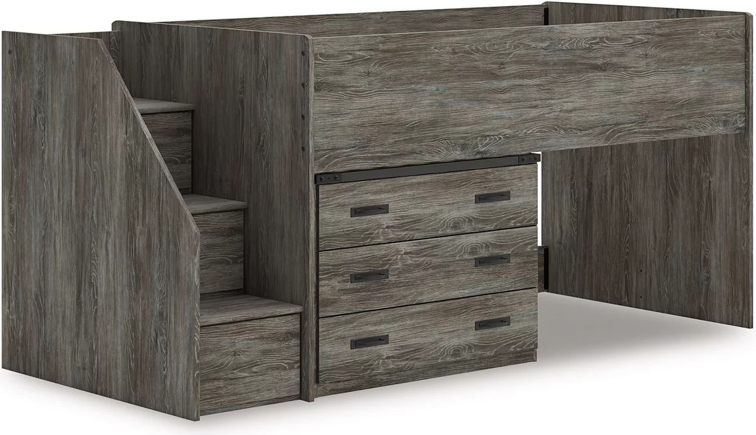 Frandern Twin Loft Bed with Drawer Storage In Gray B4480B15