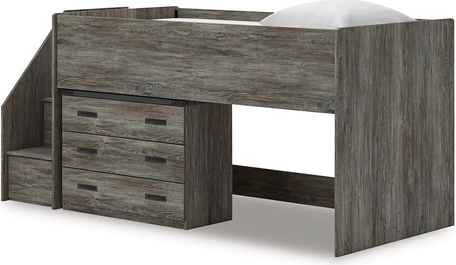 Frandern Twin Loft Bed with Drawer Storage In Gray B4480B15