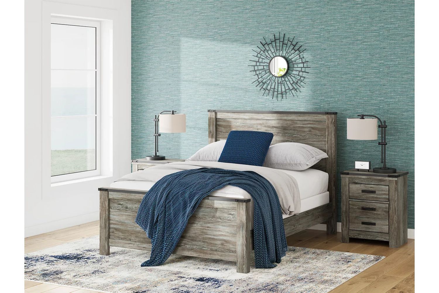 Frandern Queen Panel Bed In Black and Gray B4480B21