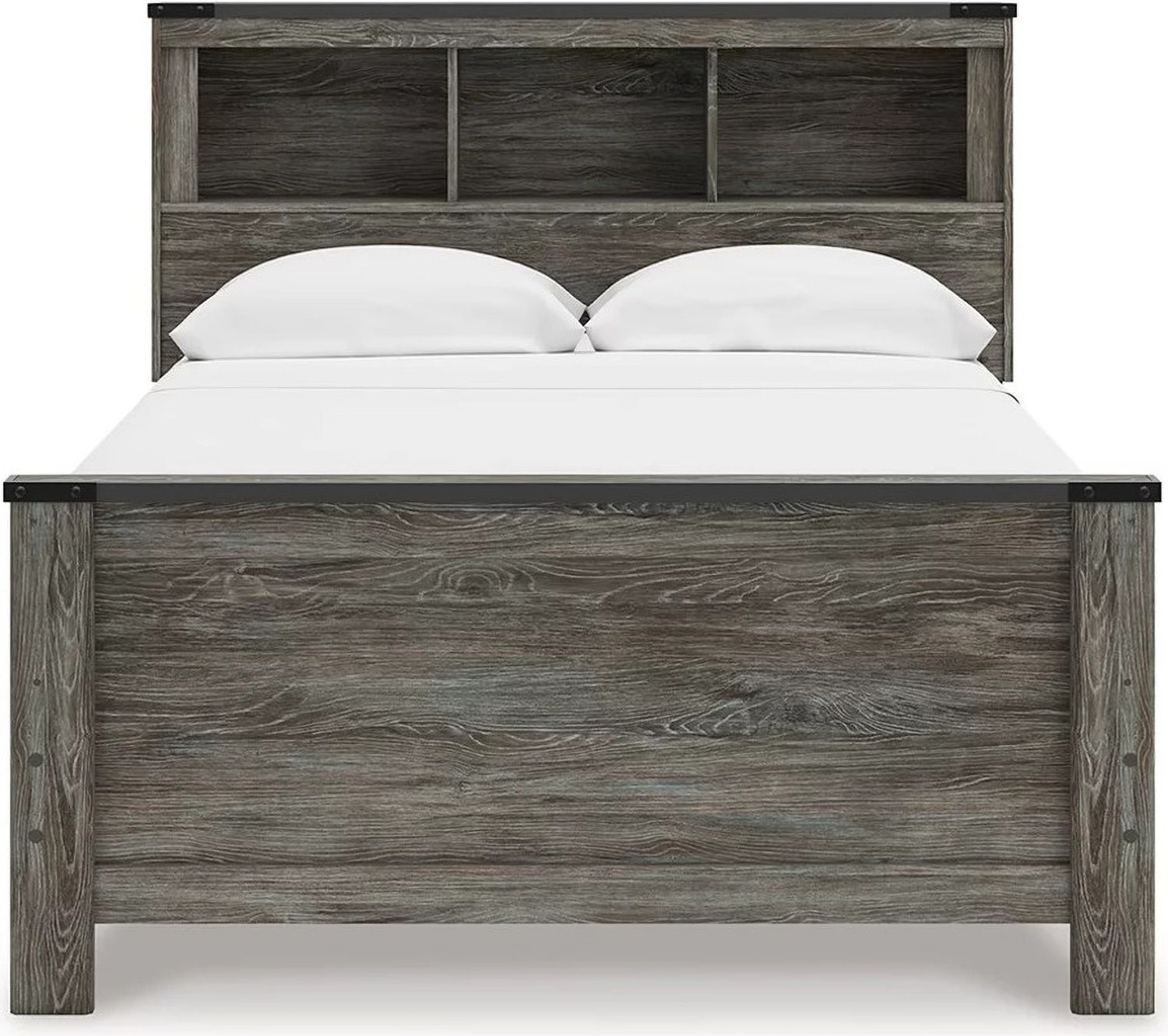 Frandern Full Bookcase Panel Bed In Gray B4480B3