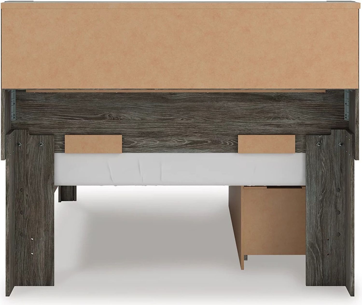 Frandern Full Bookcase Panel Bed with Storage In Gray B4480B9