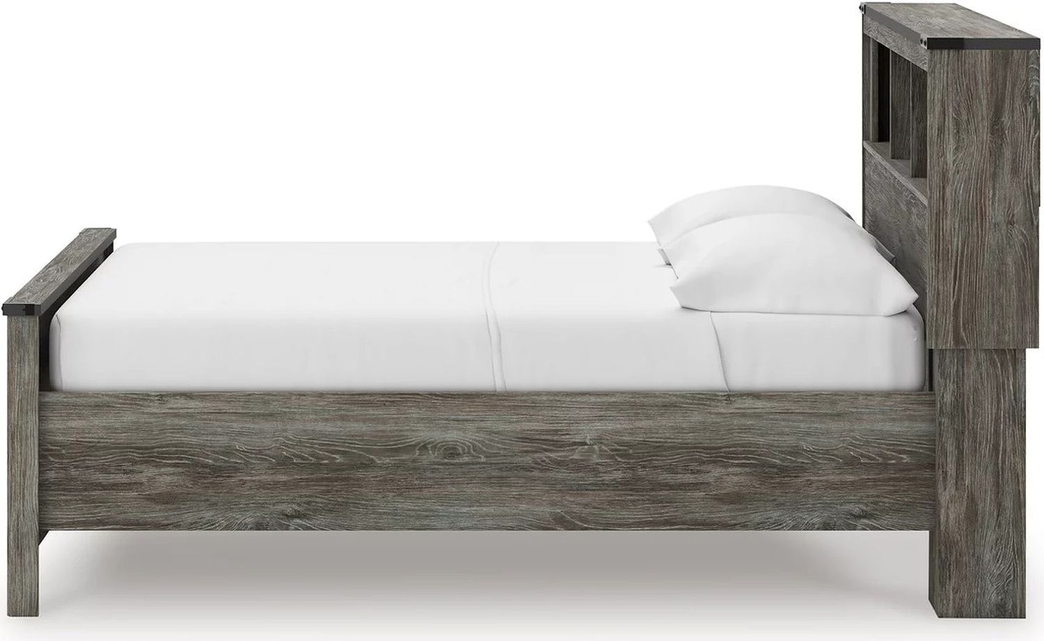 Frandern Full Bookcase Panel Bed with Storage In Gray B4480B9