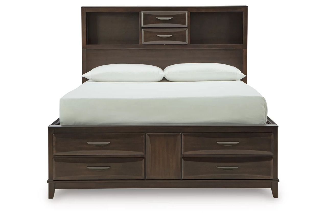 Vanmore Queen Storage Bed In Dark Brown B479B2