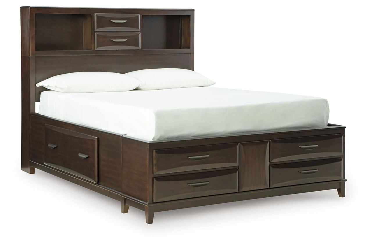 Vanmore Queen Storage Bed In Dark Brown B479B2