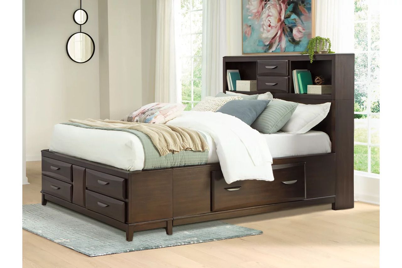 Vanmore Queen Storage Bed In Dark Brown B479B2