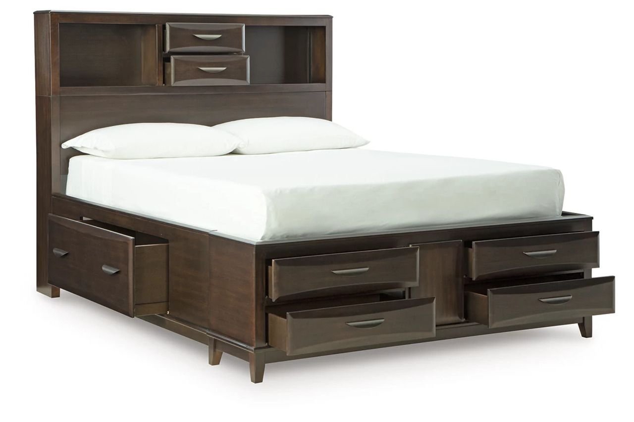 Vanmore Queen Storage Bed In Dark Brown B479B2