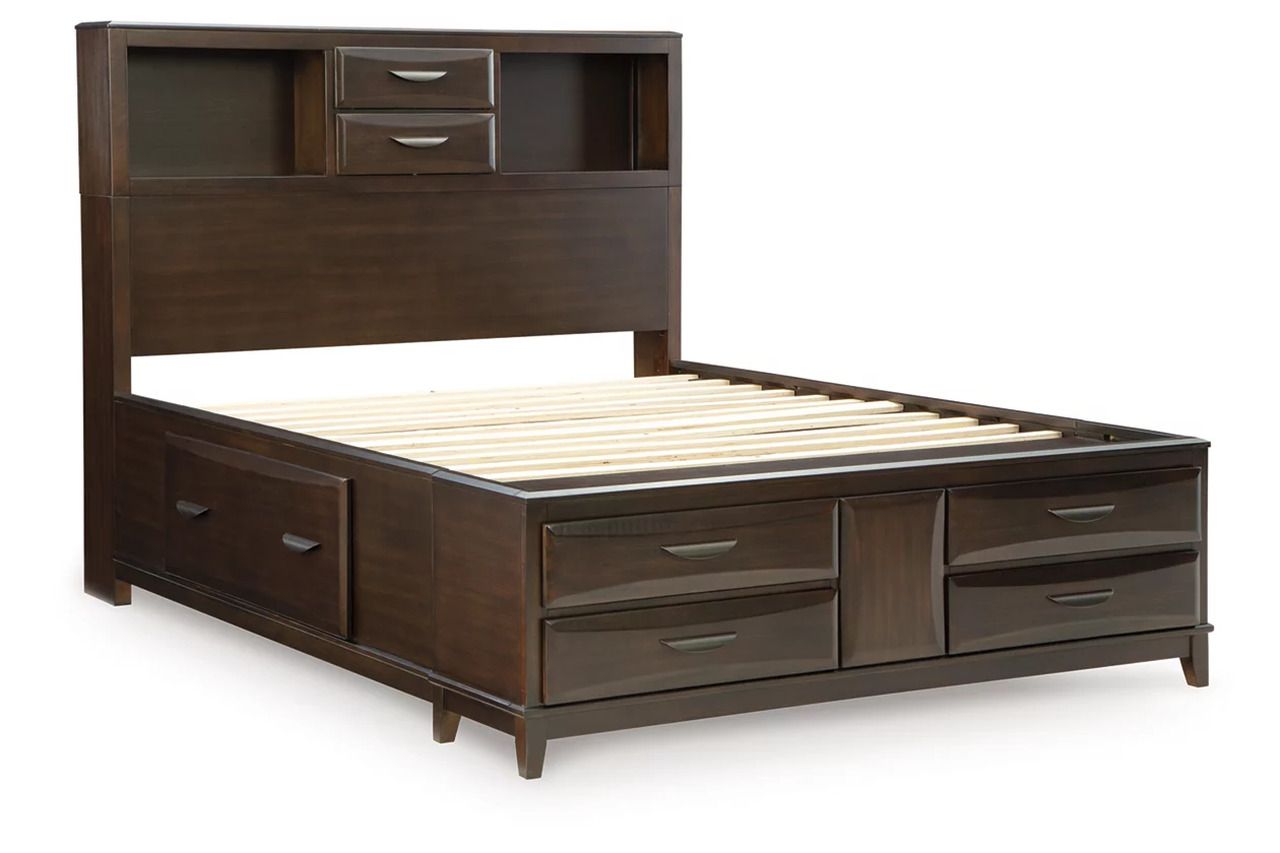 Vanmore Queen Storage Bed In Dark Brown B479B2