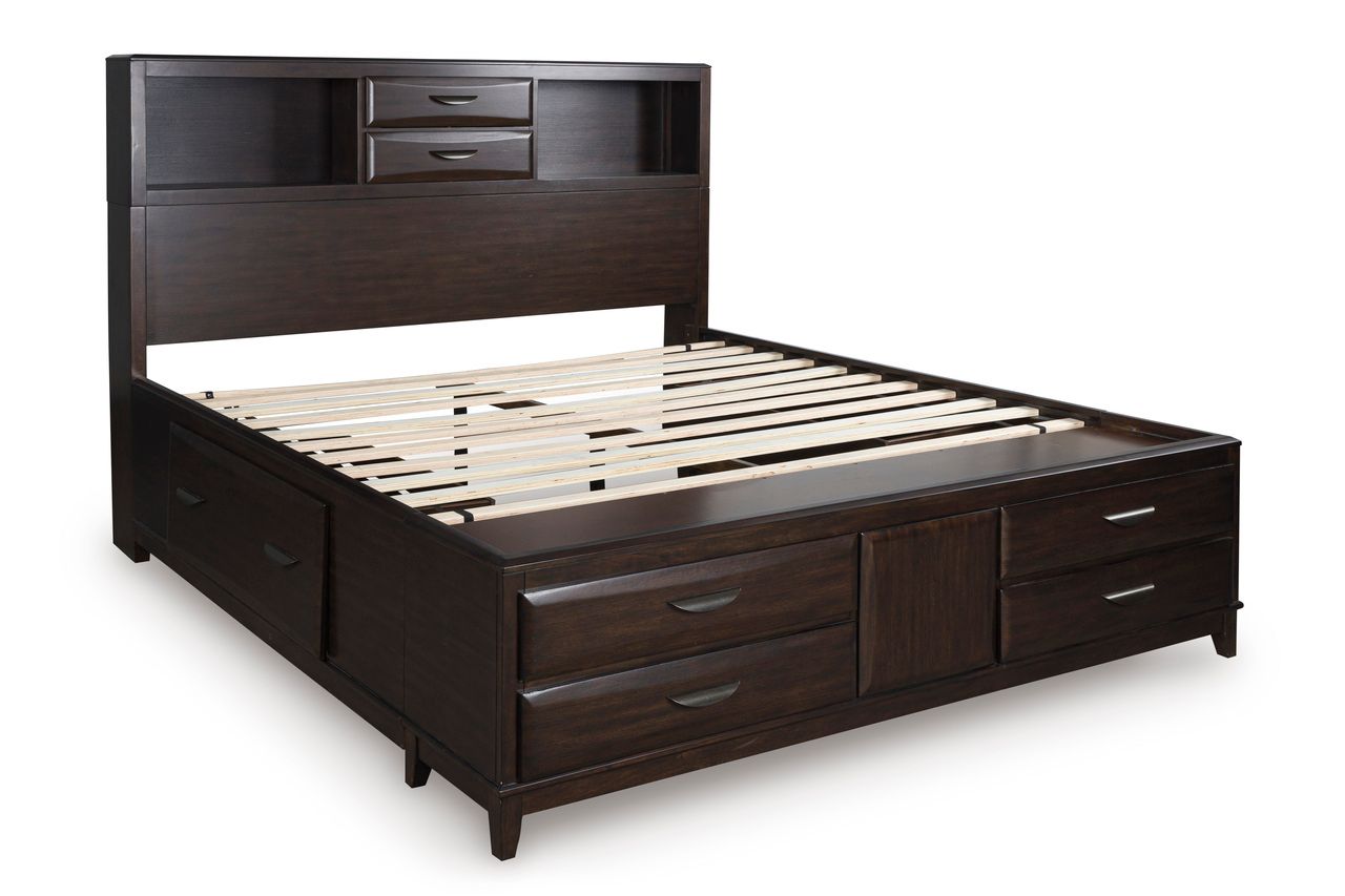 Vanmore Queen Storage Bed In Dark Brown B479B2