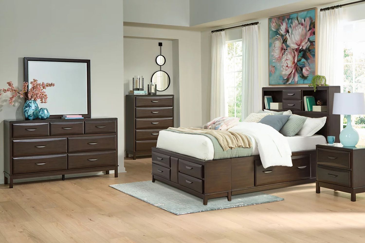 Vanmore Full Storage Bed In Dark Brown B479B4