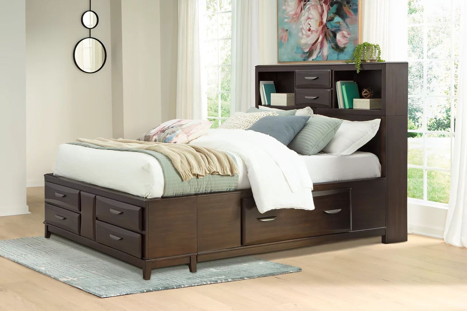 Vanmore Full Storage Bed In Dark Brown B479B4