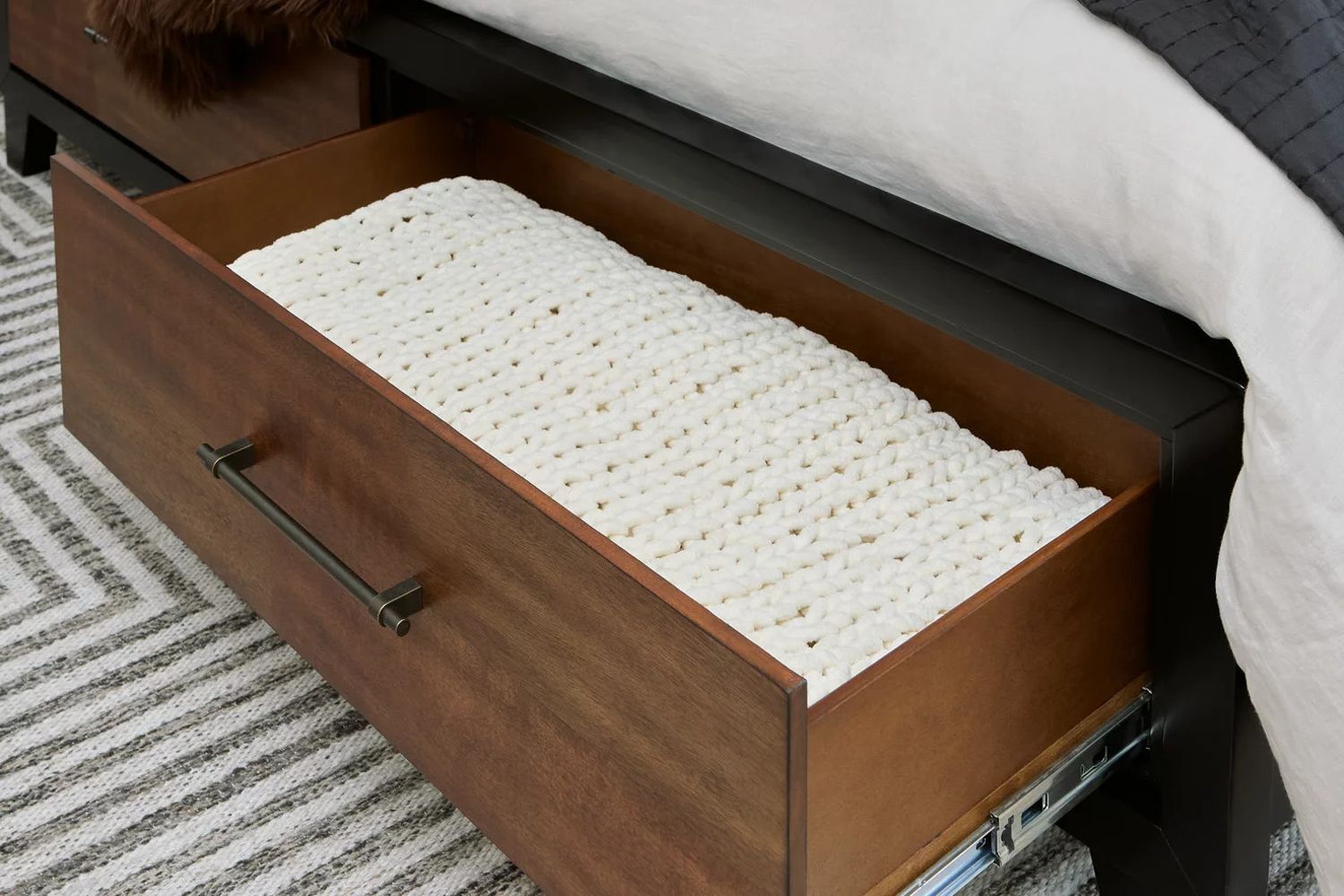 Kraeburn King Panel Storage Bed In Brown and Black B496B12