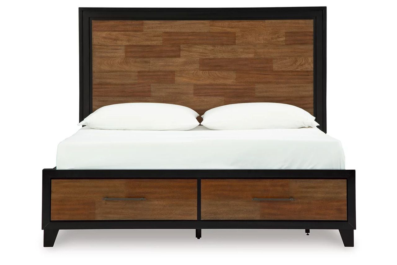 Kraeburn California King Panel Storage Bed In Brown and Black B496B13