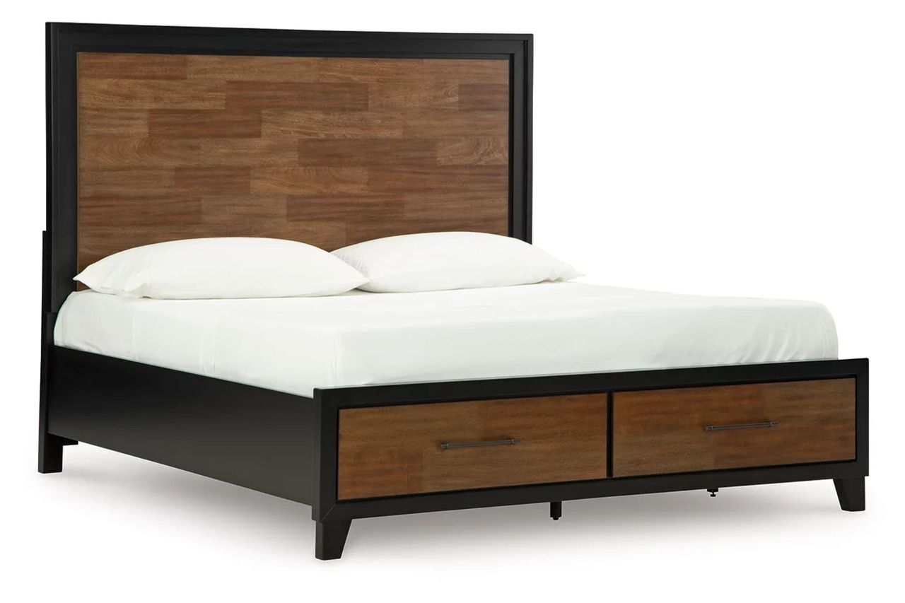 Kraeburn California King Panel Storage Bed In Brown and Black B496B13