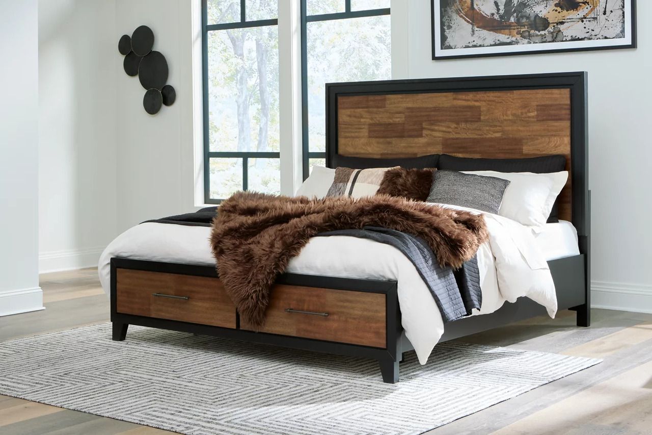 Kraeburn California King Panel Storage Bed In Brown and Black B496B13