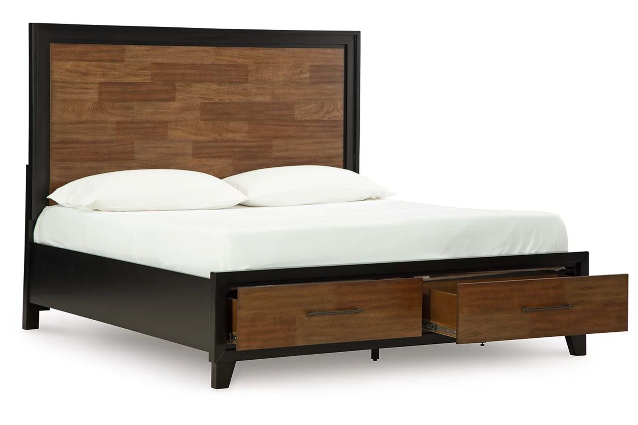 Kraeburn California King Panel Storage Bed In Brown and Black B496B13