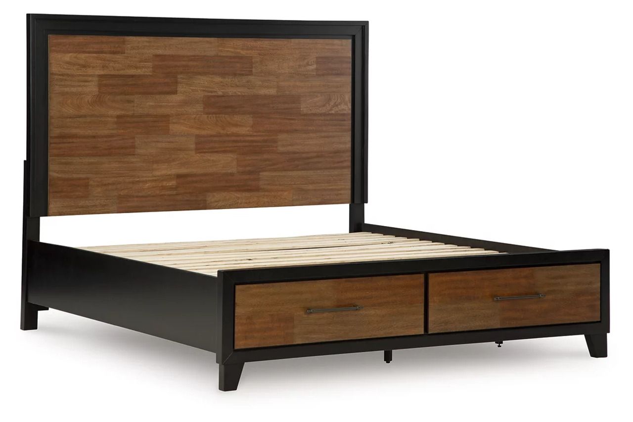 Kraeburn California King Panel Storage Bed In Brown and Black B496B13