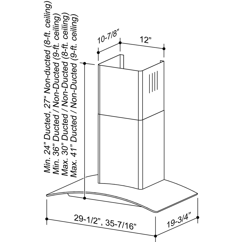 30-Inch Arched Glass Wall Mount Chimney Range Hood w/ Light view 5