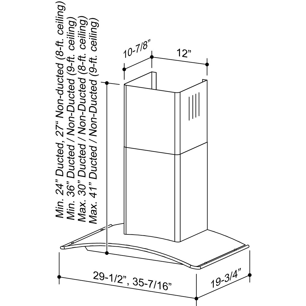 36-Inch Convertible Arched Canopy Wall-Mount Chimney Range Hood, 450 CFM B5736SS