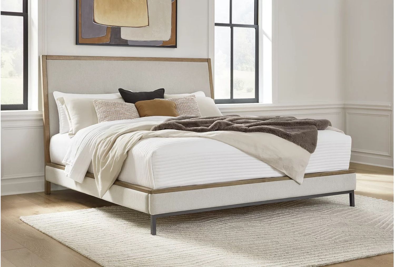 Tomtyn King Upholstered Bed In Light Brown B622B4