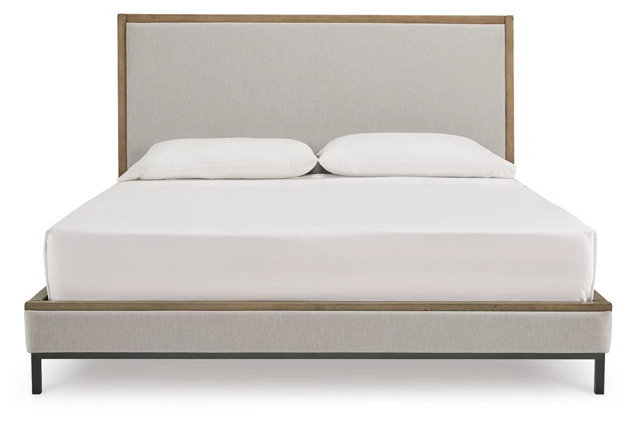 Tomtyn California King Upholstered Bed In Light Brown B622B5