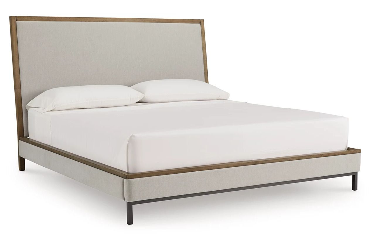 Tomtyn California King Upholstered Bed In Light Brown B622B5