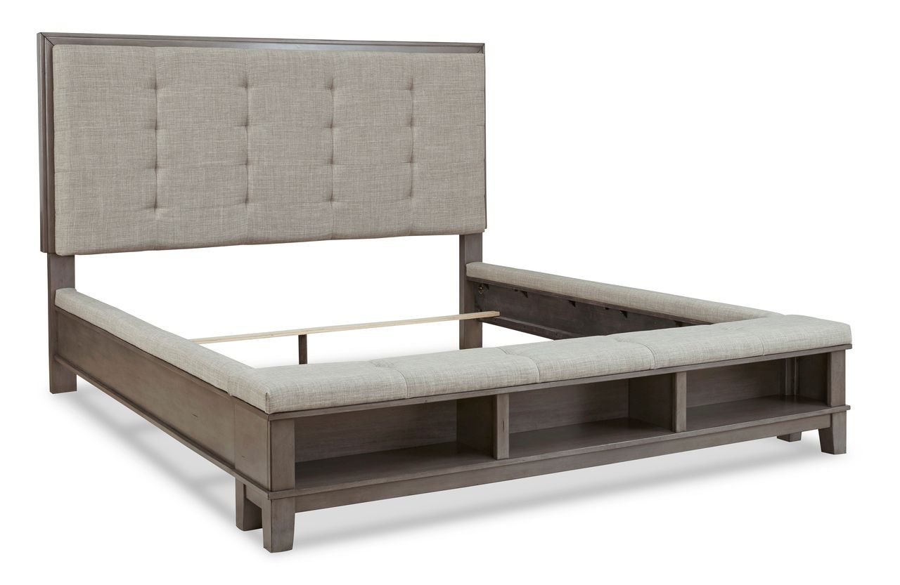 Hallanden King/California King Upholstered Panel Headboard In Grey/Taupe B64958