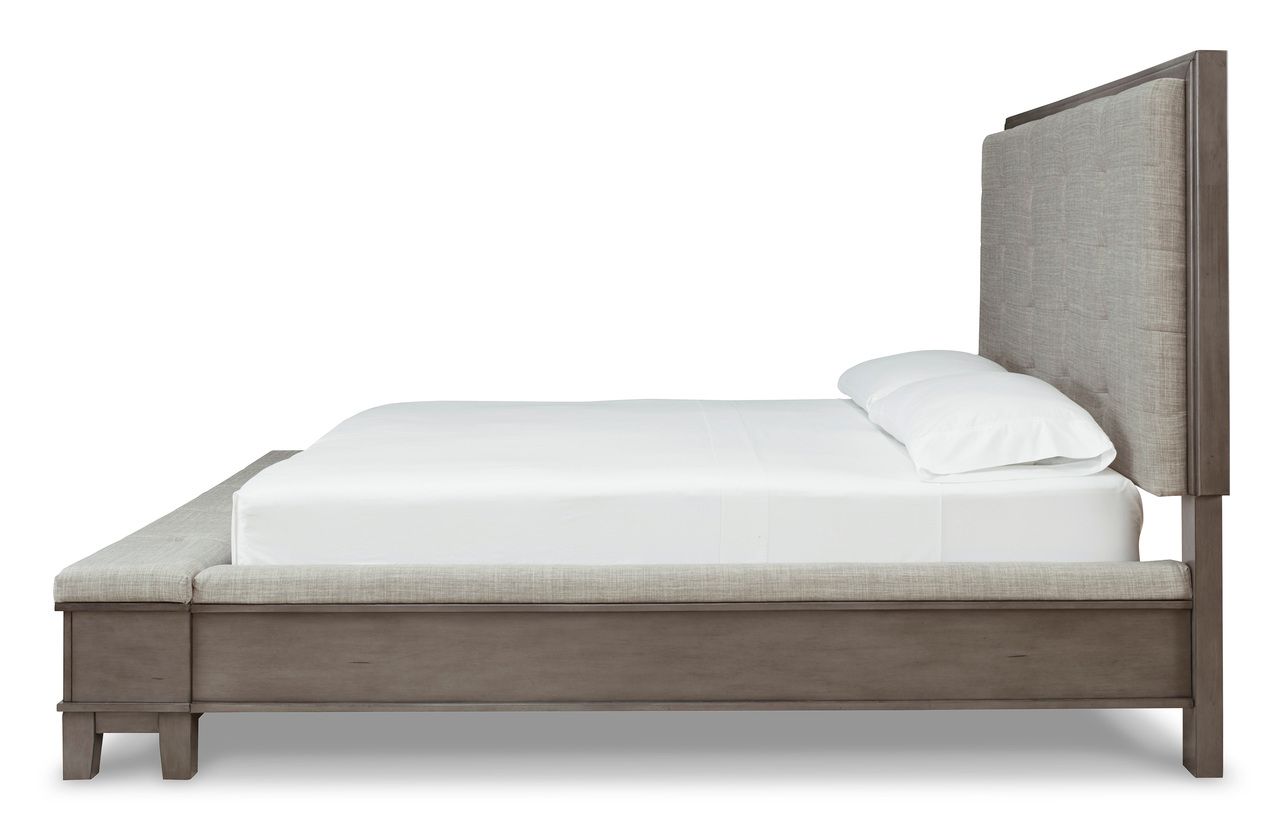Hallanden King/California King Upholstered Panel Headboard In Grey/Taupe B64958