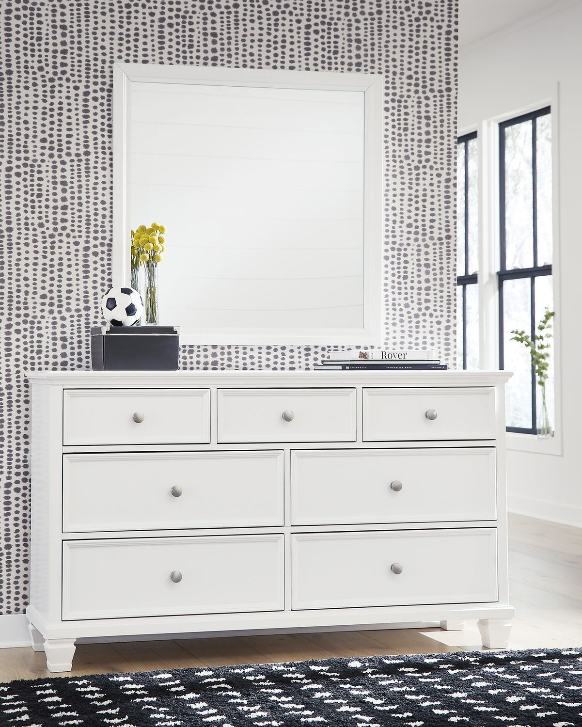 Fortman White Bedroom Mirror B68036